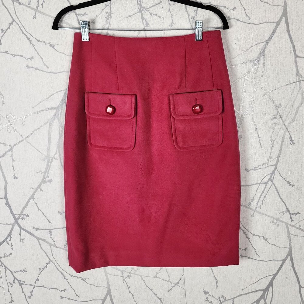 Etcetera Hot Pink Flannel Flap Pockets Pencil Skirt